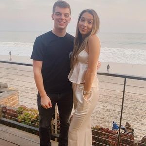 Something Navy - White Silk Pant (white)